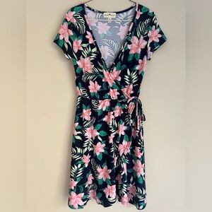 Derek Heart Black and Pink Floral Mini Dress